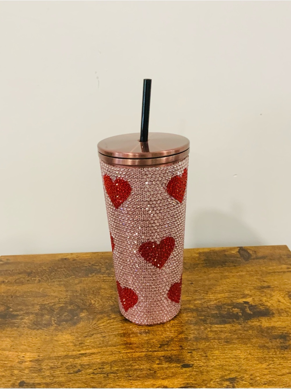 Hydrapeak Classic Journey 25oz Limited Edition Tumbler Rose Bling Red Hearts